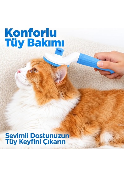 Tr Kedi Köpek Tüy Toplama Tarağı, Otomatik Temizlemeli Evcil Hayvan Tarağı, Paslanmaz Çelik İğneli Masaj Fırç