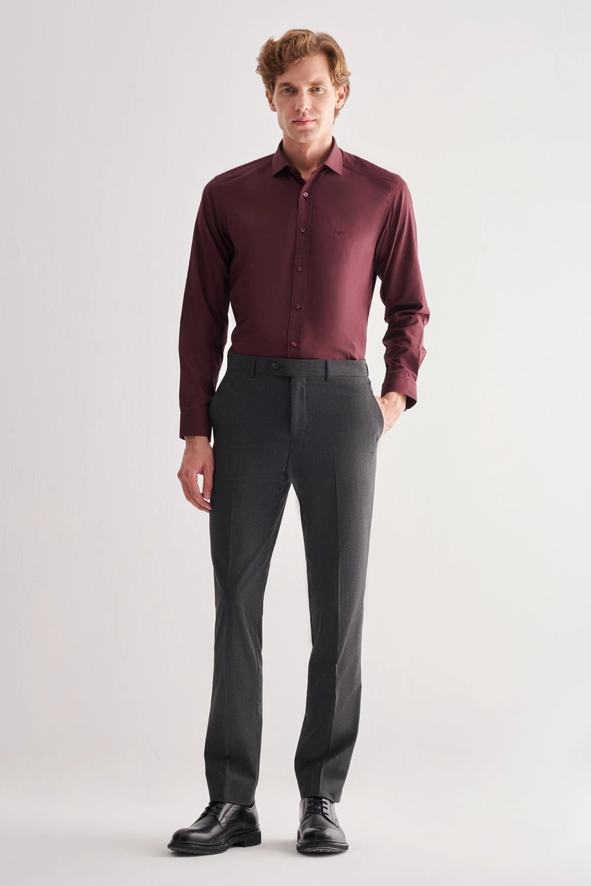 İmza Koyu Antrasit Yan Cep Açık Paça Kendinden Desenli Slim Fit Pantolon 1003255152 Koyu Antrasit İmza Koyu Antrasit Yan Cep Açık Paça Kendinden Desenli Slim Fit Pantolon 1003255152 Koyu Antrasit