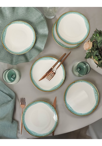 Keramika Turkuaz Wave Ege Pasta Tabağı 20 Cm 6 Adet Q81
