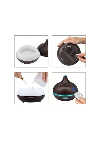Uzaktan Kumandalı Oda Buhar Makinesi 550 Ml Aroma Difüzörü Ultrasonik Hava Nemlendirici 7 Renk Led