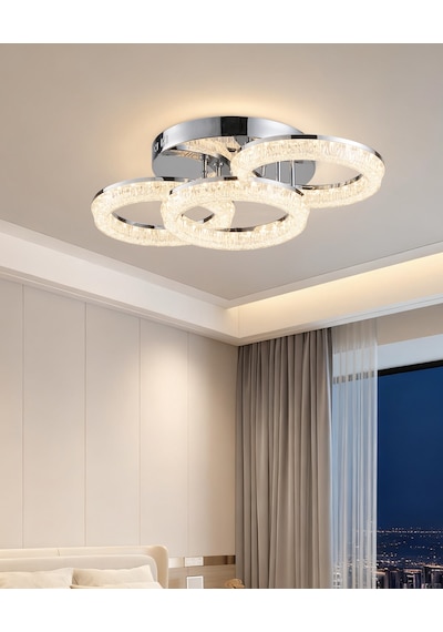 Gomez 3'lü Krom 3 Renkli Modern Plafonyer Led Avize Krom