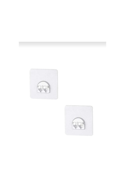 2 Adet Yapışkanlı Banyo Askısı Su Geçirmez Yapışkan Sticker Şeffaf Yapışkan Gri Diğer