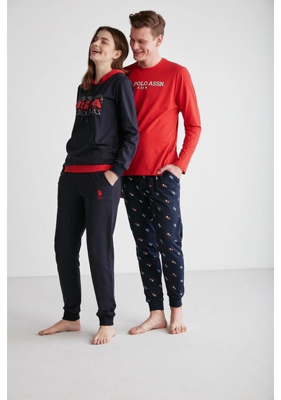 U.S. Polo Assn. - Kadın Lacivert Kapşonlu Pijama Takımı 16945