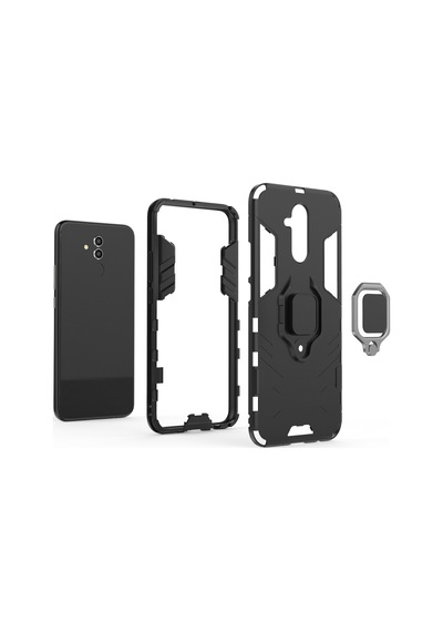 Huawei Mate 20 Lite İçin Parmak Halkalı Kickstand'lı Tpu + Pc Hibrit Kılıf