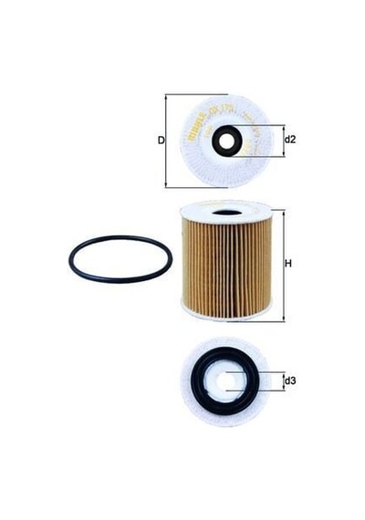 Yağ Filtresi - Fiat Punto, 500, Doblo, Tipo, Bravo, Idea, Strada, Linea, Palio, Siena, Toro, Argo, Cronos, Egea - Mahle-ox175d