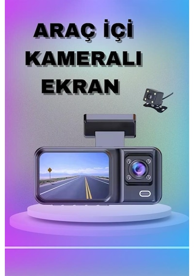 1080p 3 Lensli Wifi Araç İçi Kameralı Ekran Dvr Kaydedici Gece Görüşlü 51394738