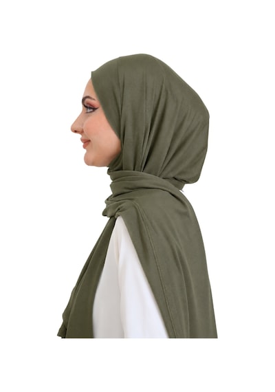 Modish Group Penye Boyun Kapamalı Şal Başörtü Hazır Giyim Turban Esnek Jersey Şal Haki