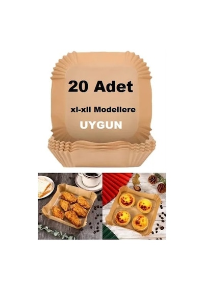 Büyük Boy Air Fryer Fritöz Pişirme Kağıdı 20 Adet Çok Renkli