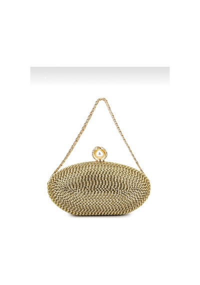 Aylesh Aurelia Gold Taşlı Zincir Askılı Abiye Clutch Çanta Altın Altın