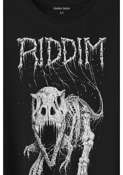 Riddim Dinazor T-rex Metal Rock Dinosaurs Gothic Baskılı Tişört Unisex T-shirt 001