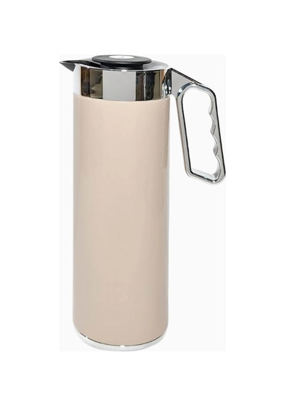 Roomours Cylinder Thermos 1l Bej-gümüş Paslanmaz Çelik Çift Katmanlı Termos