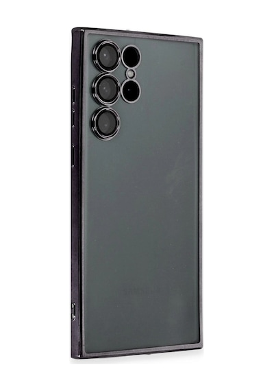 Samsung Galaxy Uyumlu, S22 Ultra Kılıf Lensli Silikon - Siyah