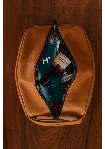 Ryoko Liwa Dopp Kit Deri Seyahat Ve Bakım Çantası El Çantası Tan 1 Kahverengi
