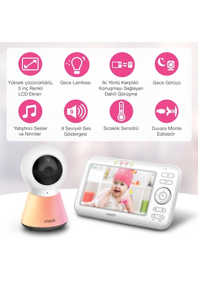 Vtech Uyarlanabilir Gece Lambalı 5 Görüntülü Bebek Monitörü - Vm5254