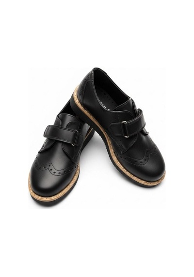 Zekids Erkek Çocuk Deri Oxford Ayakkabı-17248 Siyah