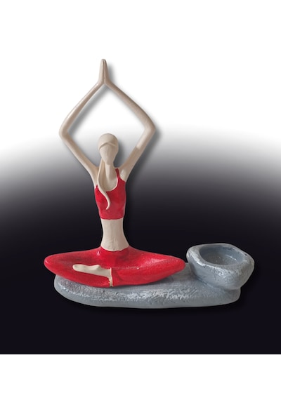 Yogacı Kız Polyester Çubuk Tütsülük Ve Tealight Mumluk Kırmızı 0