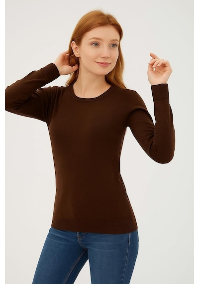 Fashion Friends Kadın U Yaka Kazak 25k0779k1 Kahve