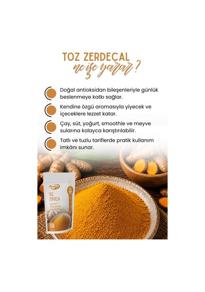 Toz Zerdeçal Doğal , Katkısız 250g Anne Elinden Sofranıza