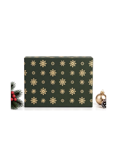Yılbaşı Hediye Kutusu 28x20x8 Cm Noel Temalı Kapaklı Hediye Kutusu Dayanıklı Karton, Varak Detaylı Yeni Yıl Hediye Paketi Kutusu Model 1 ---