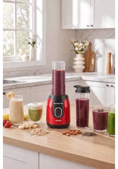 Blendfit Go Personal Kişisel Smoothie Blender Çift Hazne Kırmızı 600ml & 400m