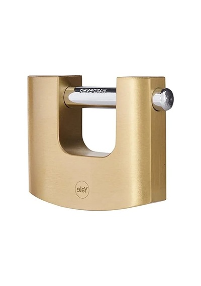 Yale Y114b/90/127/1-90mm Oval Kayar Pimli Pirinç Asma Kilit - Yüksek Koruma - Sertleştirilmiş Çelik Halka - 3 Anahtar, Sarı