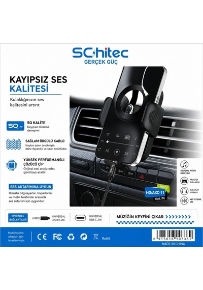 Schitec Lightning To 3.5mm Aux Dönüştürücü Kablo 1metre Siyah Hg/axl-11