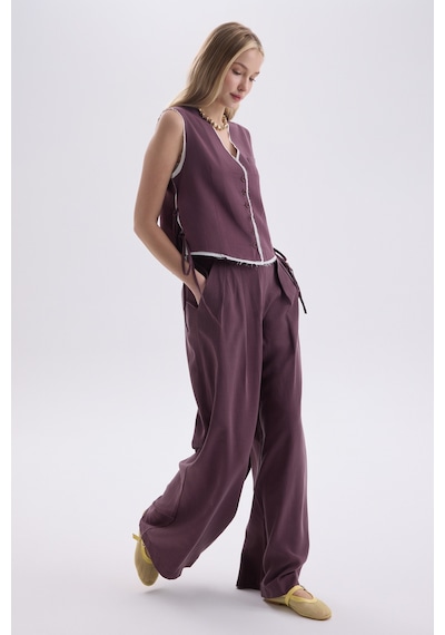 Mai Collection Mai Studios Co. Shonas Bağcık Detay Bordo Yelek Pantolon Takım Bordo