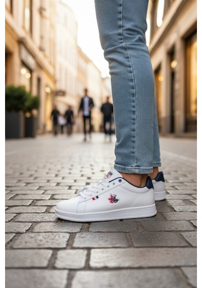 Enoch Erkek Arma Nakışlı Düz Taban Sade Günlük Casual Spor Ayakkabı Sneaker Beyaz