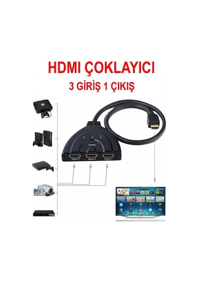 Hdmi Switch 3 Giriş 1 Çıkış Çoklayıcı Çoğaltıcı