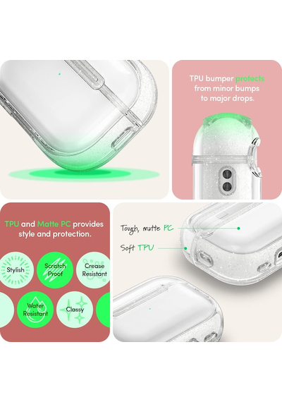 Spigen Ciel By Airpods Pro 2/1 İle Uyumlu Şeffaf Kılıf Shine Clear Glitter - Acs05332