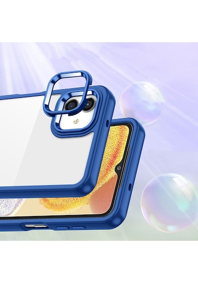 Kilifone - Galaxy A04 Uyumlu Kılıf Koruyucu Arkası Şeffaf Renkli Kenarlı Flora Kapak - Rose Gold - T26004