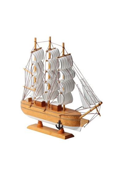 Dekoratif Ahşap El Yapımı Yelkenli Gemi Maketi Masaüstü Biblo Ev Ofis Hediyesi 40 Cm. Model A