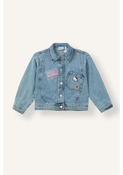 Defacto Hello Kitty Nakışlı Düğmeli Jean Ceket Kız Bebek I1184a526aunm28 Mavi-nm28