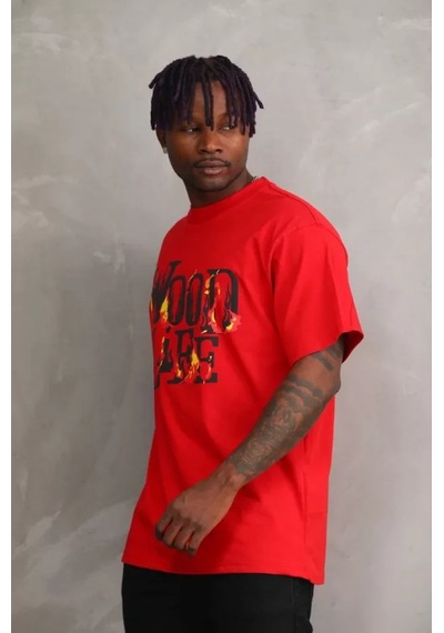 Veraura Lifestyle Unisex Baskılı Oversize T-shirt - Kırmızı