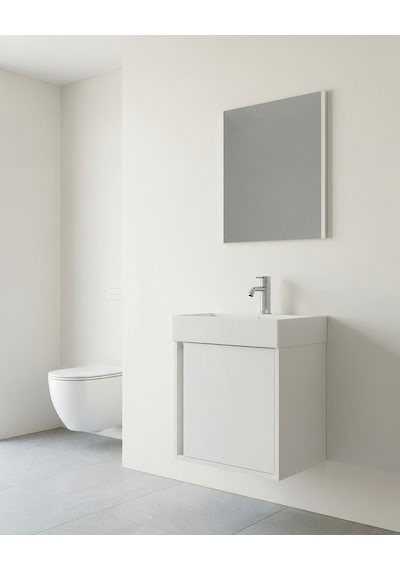 Vasa Kapaklı 50 Cm Beyaz Lavabo Dolabı Üçlü Set