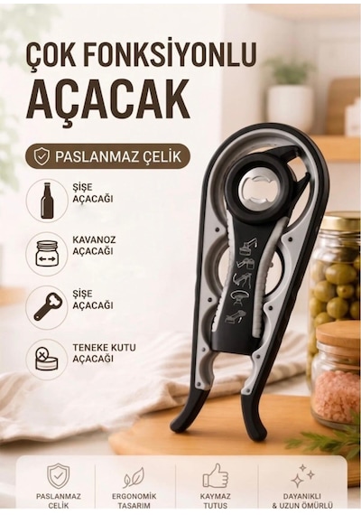 Ivory 2li Kavanoz Konserve Soda Şişe Kapağı Açacağı Açacak Siyah - Gümüş
