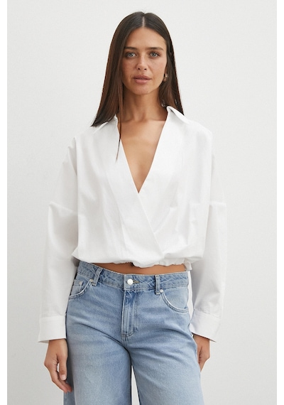 Uterpe White Ruffled Tie Blouse Beyaz