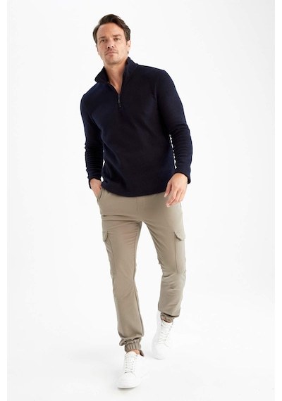 DeFacto Lacivert Tüylenme Yapmayan Soğuk Geçirmez Regular Fit Dik Yaka Fermuarlı Polar Sweatshirt Y3996AZNSNV28
