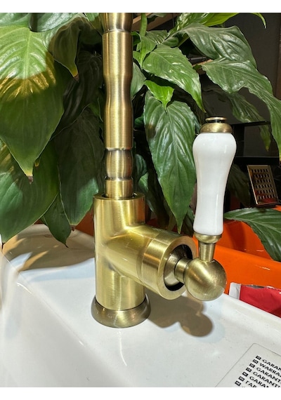 İsaoğlu Yapı Antik Gold Mutfak Bataryası Vintage Evye Musluğu Porsalen Kulp Armatür Gold