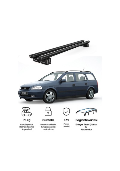 Pençe Opel Astra G Sw 1998-2004 Uyumlu Siyah Ara Atkı Port Bagaj Tavan Barı