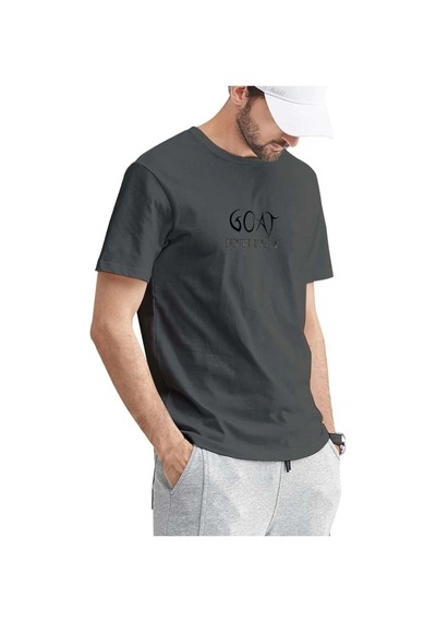 Füme Oversize Goat Baskılı T-shirt - Oversize Baskılı Füme