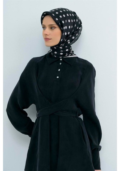 Armine İpek Eşarp 2026 Yaz - 9544-50 Siyah Taş Twill Siyah - Taş Rengi