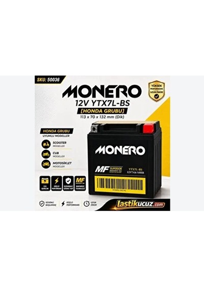 Motosiklet Akü Ytx7l-bs 12v 7ah 13 11 7 Cm