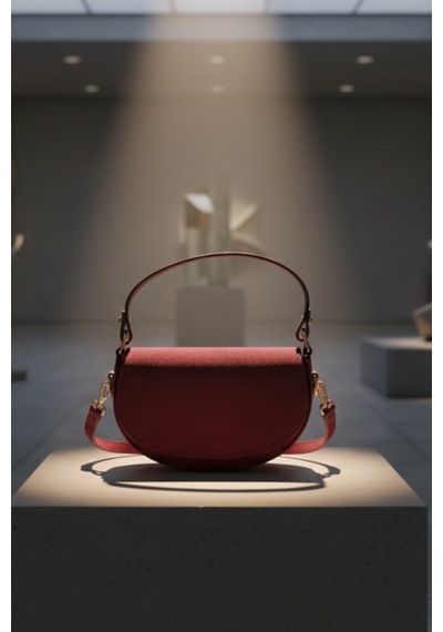 Vellebags Lunessa Bordo Omuz Çantası Gold Detaylı Yarım Ay Model