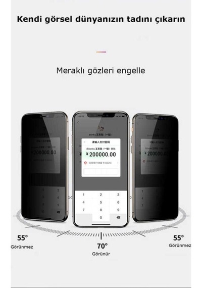 Apple Uyumlu iPhone 14 Pro Max Zore Kor Privacy Cam Ekran Koruyucu