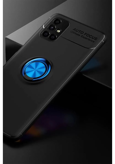 Newface Samsung Galaxy M51 Kılıf Range Yüzüklü Silikon - Siyah-mavi