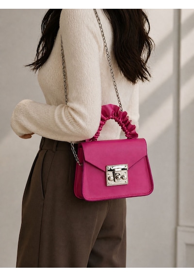 Alyora Fuchsia Ruched Handle Zincir Askılı Çanta Pembe