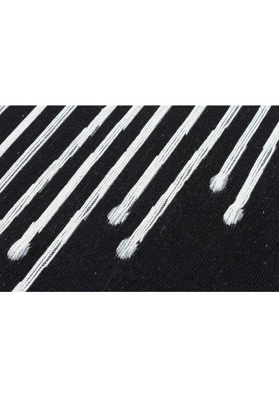 Black Yıkanabilir Çift Taraflı Modern Desenli Dokuma Kilim