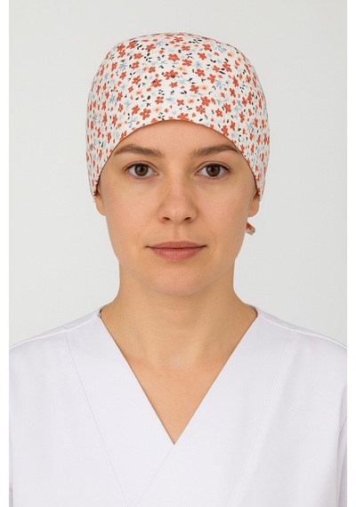 Kırmızı Çiçekli Doktor Hemşire Aşçı Hastane Bonesi Bandana M454