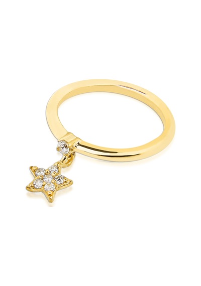 Kuyumcudukkani Elişi Yıldız Sallantılı Yüzük-10225-g-w Gold